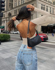 Backless Round Neck Long Sleeve Blouse