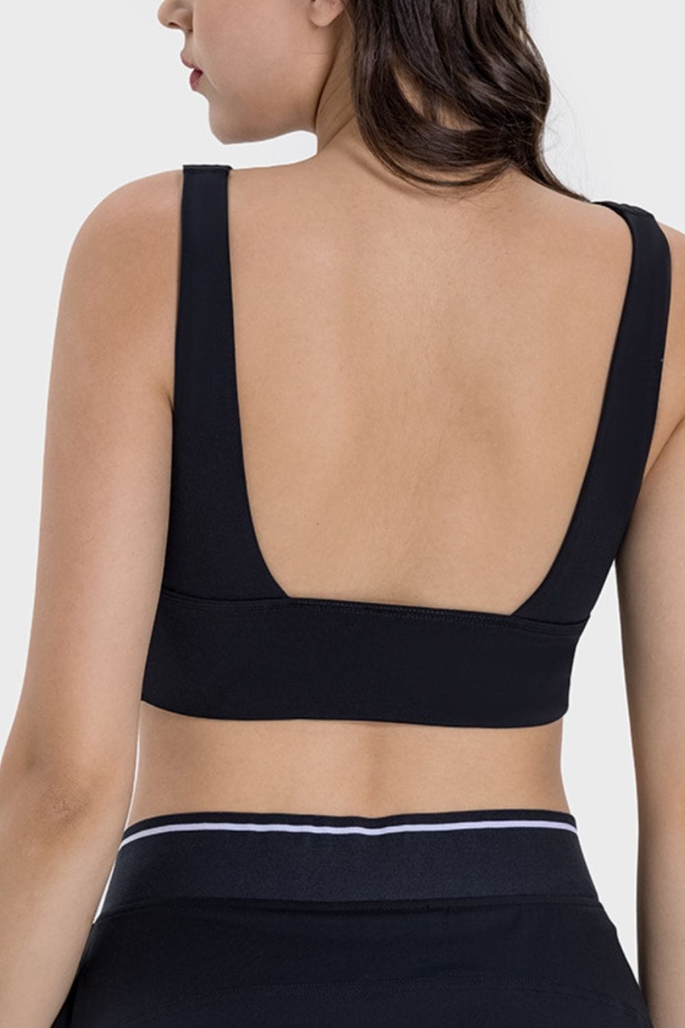 Black Backless Wide Strap Active Bra