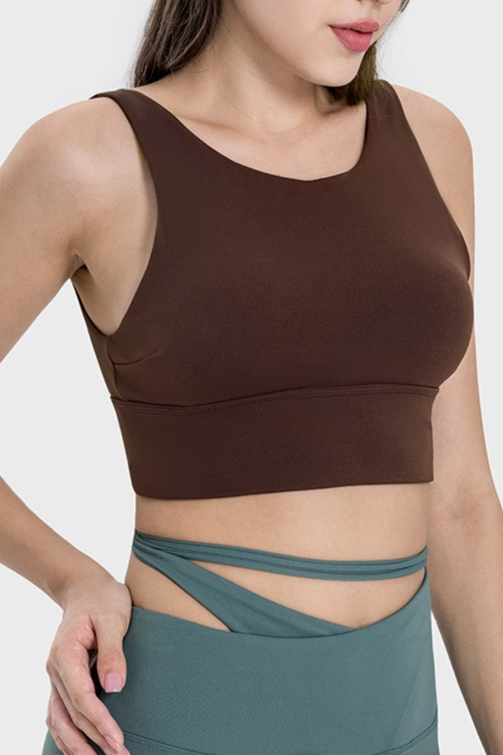 Rosy Brown Backless Wide Strap Active Bra