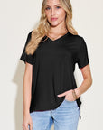 Basic Bae Bamboo Full Size V-Neck High-Low T-Shirt