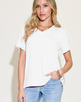 Basic Bae Bamboo Full Size V-Neck High-Low T-Shirt