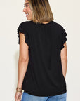 Basic Bae Full Size Bamboo Notched Ruffled Short Sleeve T-Shirt