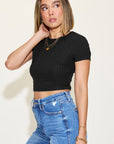 Basic Bae Full Size Ribbed Round Neck Short Sleeve T-Shirt