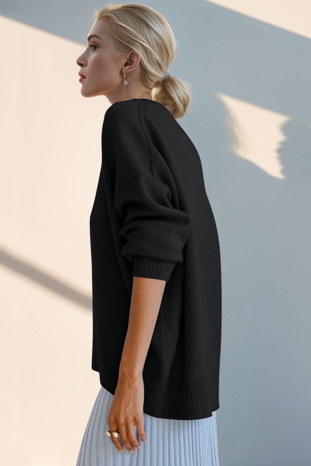 Basic Bae Round Neck Dropped Shoulder Sweater