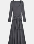 Basic Bae Tied Scoop Neck Long Sleeve Maxi Dress