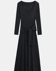 Basic Bae Tied Scoop Neck Long Sleeve Maxi Dress