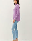 Be Cool Side Slit Mock Neck Long Sleeve Tunic Top