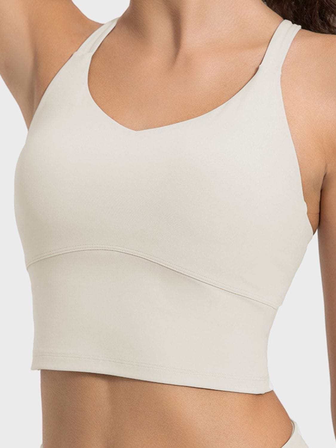 Light Gray Crisscross Round Neck Active Tank