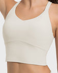 Light Gray Crisscross Round Neck Active Tank