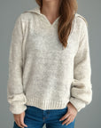 Collared Neck Long Sleeve Sweater