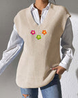 Flower V-Neck Sweater Vest