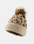 Leopard Pom-Pom Cuffed Beanie