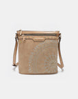 Nicole Lee USA Metallic Stitching Embroidery Inlaid Rhinestone Crossbody Bag