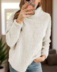 Fuzzy Turtleneck Long Sleeve Sweatshirt