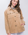 Love Tree Corduroy Button Up Jacket with Sherpa Inside