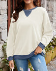 Lovelet Contrast Round Neck Long Sleeve Sweatshirt