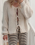 Tied Long Sleeve Dropped Shoulder Cardigan