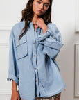 BiBi Button Down Stitch Detail Shirt with Chest Pockets