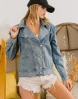 Tan BiBi Button Up Long Sleeve Denim Jacket