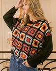 BiBi Granny Square Front Long Sleeve Top