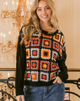 BiBi Granny Square Front Long Sleeve Top