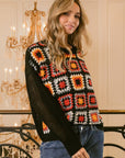 BiBi Granny Square Front Long Sleeve Top