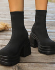 Round Toe Block Heel Boots