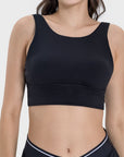 Black Backless Wide Strap Active Bra