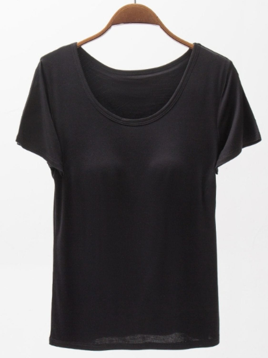 Dark Slate Gray Round Neck Modal T-Shirt with Bra