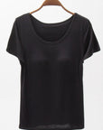 Dark Slate Gray Round Neck Modal T-Shirt with Bra