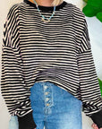 Striped Round Neck Long Sleeve Sweatshirt