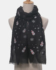 Fringe Snowman Polyester Scarf