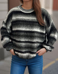 Gradient Round Neck Dropped Shoulder Sweater