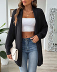 Gray Open Front Long Sleeve Cardigan