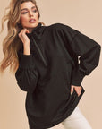 Aemi+Co Exposed Seam Half Zip Drop Shoulder Sweatshirt