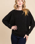 BOMBOM Drop Shoulder Long Sleeve Knit Top