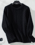 Cable-Knit Round Neck Long Sleeve Sweater