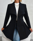 Collared Neck Button Up Long Sleeve Coat