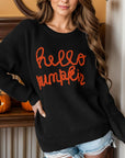 Contrast Letter Round Neck Long Sleeve Sweater