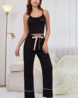 Contrast Trim Cropped Cami and Pants Loungewear Set