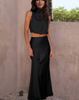 Cropped Turtle Neck Tank Top and Maxi Skirt Set