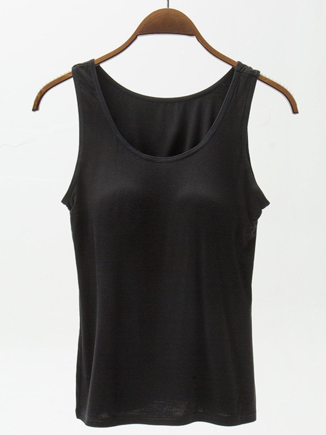 Black Full Size Wide Strap Modal Tank with Bra