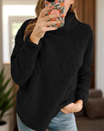 Fuzzy Turtleneck Long Sleeve Sweatshirt