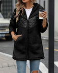 Fuzzy Zip Up Long Sleeve Hooded Jacket