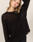 HYFVE Distressed Long Sleeve Knit Top