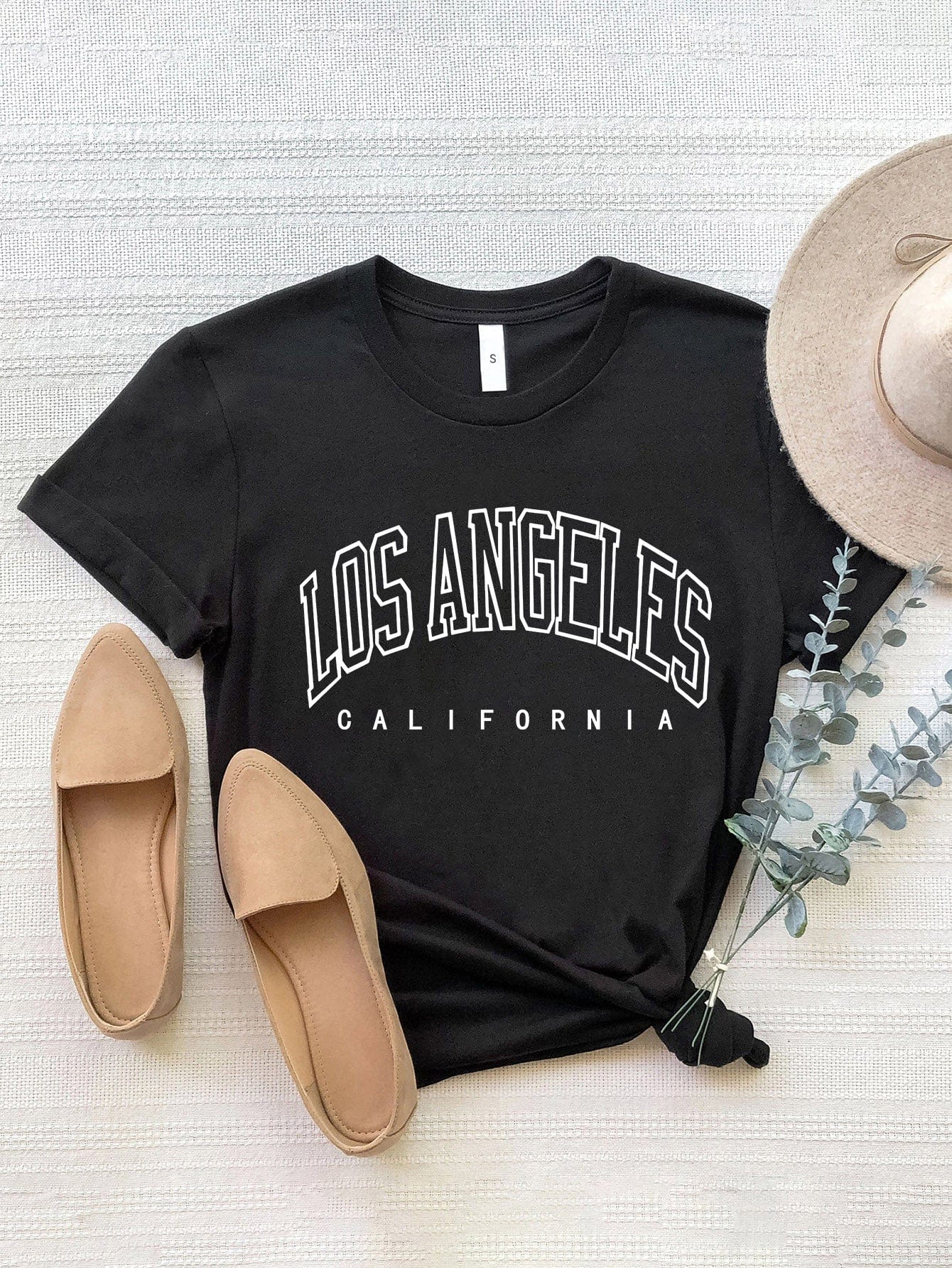 Light Gray LOS ANGELES CALIFORNIA Round Neck T-Shirt