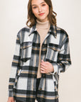 Love Tree Plaid Button Up Shacket