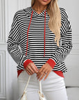 Mandy Striped Long Sleeve Hooded Knit Top