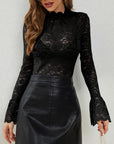 Mock Neck Long Sleeve Lace Top