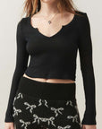 Black Notched Long Sleeve T-Shirt